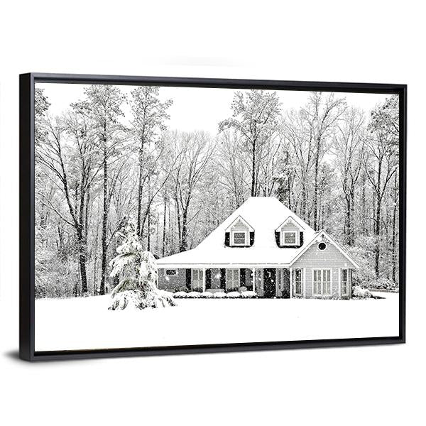 Frosty Home In Winter Canvas Wall Art-3 Horizontal-Gallery Wrap-25" x 16"-Tiaracle