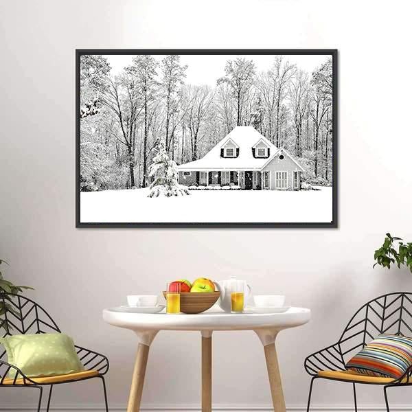 Frosty Home In Winter Canvas Wall Art-3 Horizontal-Gallery Wrap-25" x 16"-Tiaracle