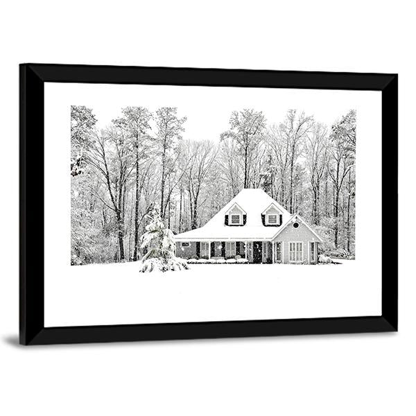 Frosty Home In Winter Canvas Wall Art-3 Horizontal-Gallery Wrap-25" x 16"-Tiaracle