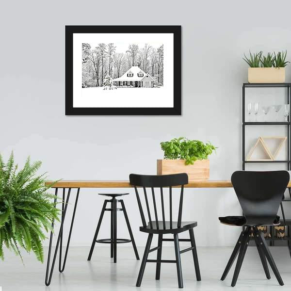 Frosty Home In Winter Canvas Wall Art-3 Horizontal-Gallery Wrap-25" x 16"-Tiaracle