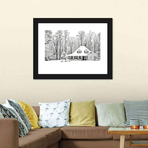 Frosty Home In Winter Canvas Wall Art-3 Horizontal-Gallery Wrap-25" x 16"-Tiaracle