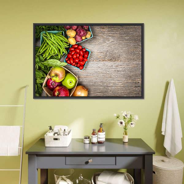 Fruits & Vegetables Canvas Wall Art-1 Piece-Floating Frame-24" x 16"-Tiaracle