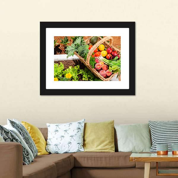 Fruits & Vegetables In Basket Canvas Wall Art-3 Horizontal-Gallery Wrap-25" x 16"-Tiaracle