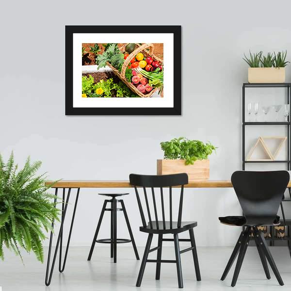 Fruits & Vegetables In Basket Canvas Wall Art-3 Horizontal-Gallery Wrap-25" x 16"-Tiaracle