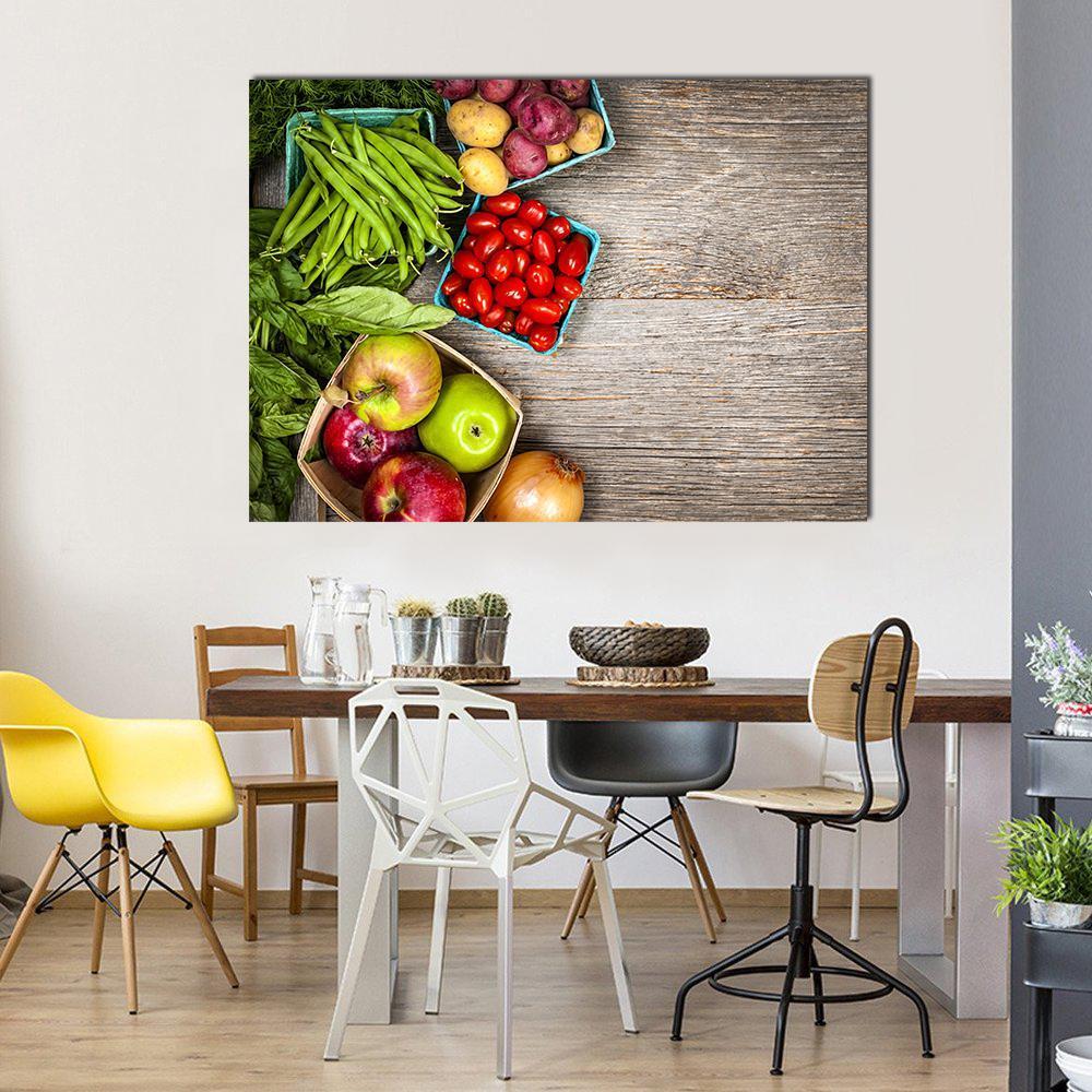 Fruits & Vegetables Canvas Wall Art-1 Piece-Gallery Wrap-48" x 32"-Tiaracle