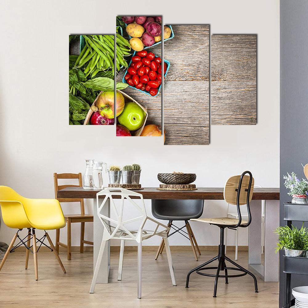 Fruits & Vegetables Canvas Wall Art-4 Pop-Gallery Wrap-50" x 32"-Tiaracle