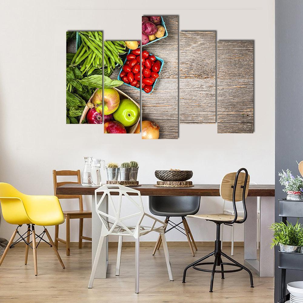 Fruits & Vegetables Canvas Wall Art-5 Pop-Gallery Wrap-47" x 32"-Tiaracle