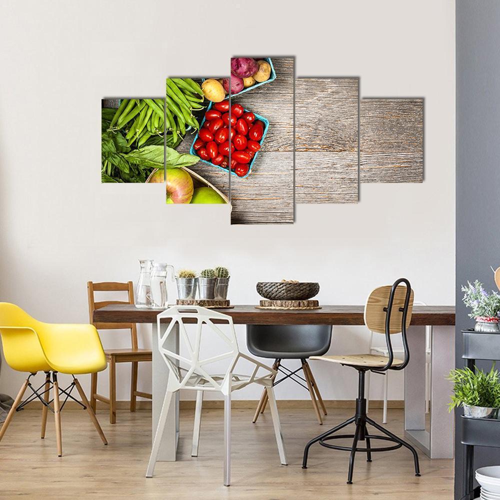 Fruits & Vegetables Canvas Wall Art-5 Star-Gallery Wrap-62" x 32"-Tiaracle