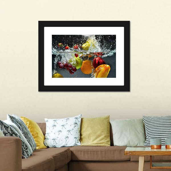 Fruits & Vegetables Under Water Canvas Wall Art-3 Horizontal-Gallery Wrap-25" x 16"-Tiaracle