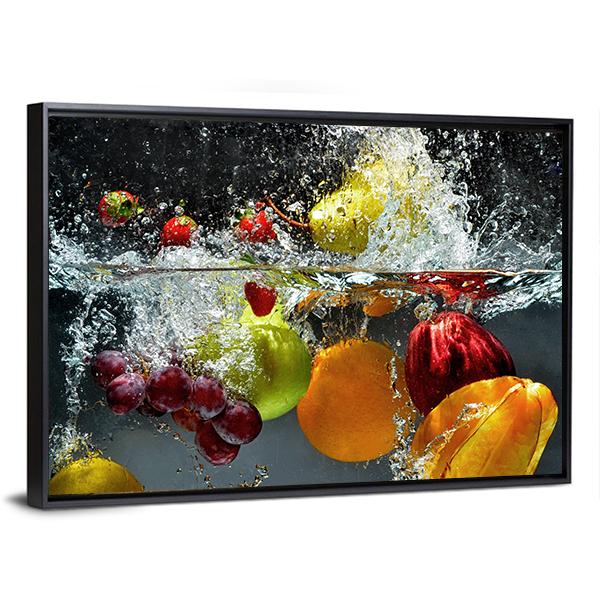 Fruits & Vegetables Under Water Canvas Wall Art-3 Horizontal-Gallery Wrap-25" x 16"-Tiaracle