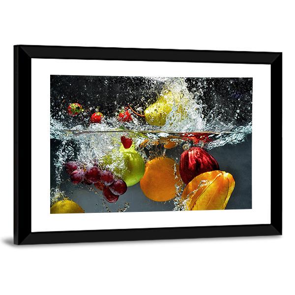 Fruits & Vegetables Under Water Canvas Wall Art-3 Horizontal-Gallery Wrap-25" x 16"-Tiaracle