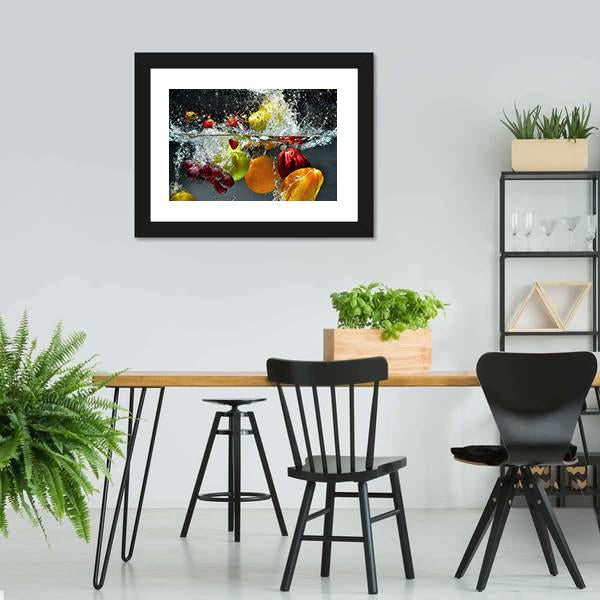 Fruits & Vegetables Under Water Canvas Wall Art-3 Horizontal-Gallery Wrap-25" x 16"-Tiaracle