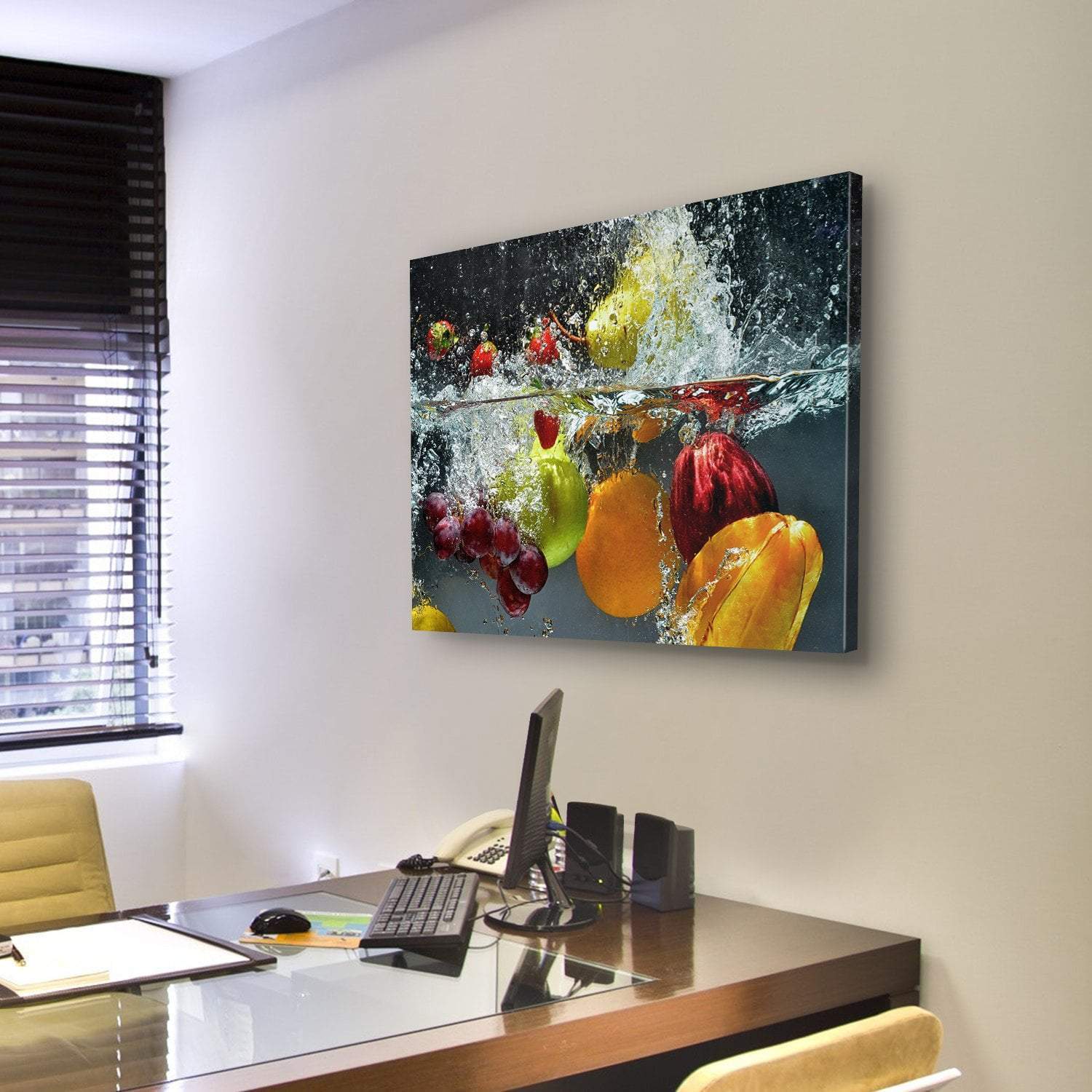 Fruits & Vegetables Under Water Canvas Wall Art-3 Horizontal-Gallery Wrap-25" x 16"-Tiaracle