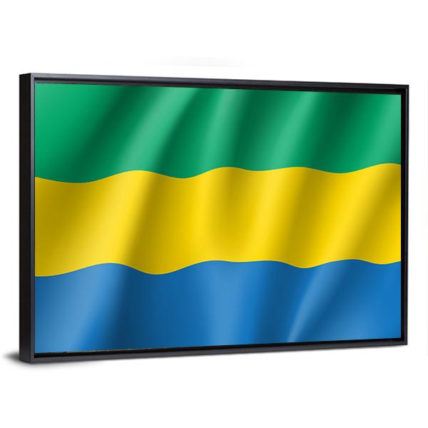 Gabon Flag Canvas Wall Art-3 Horizontal-Gallery Wrap-25" x 16"-Tiaracle