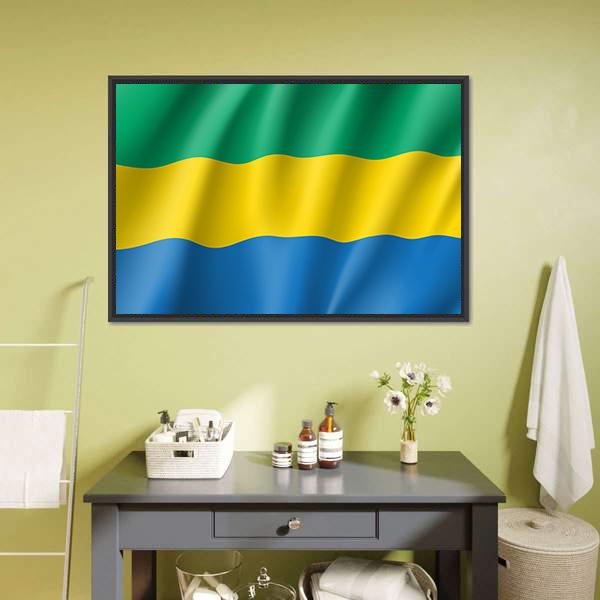 Gabon Flag Canvas Wall Art-1 Piece-Floating Frame-24" x 16"-Tiaracle