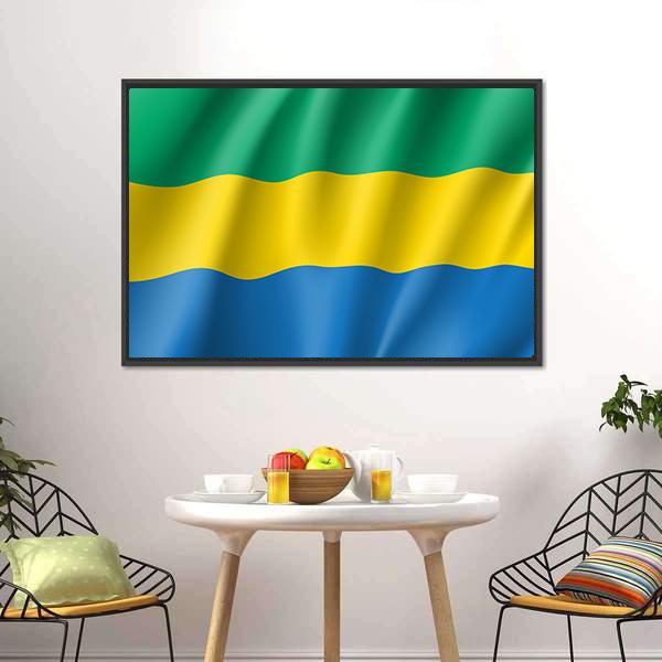 Gabon Flag Canvas Wall Art-3 Horizontal-Gallery Wrap-25" x 16"-Tiaracle