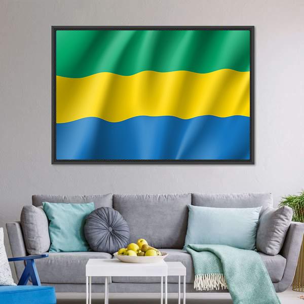 Gabon Flag Canvas Wall Art-3 Horizontal-Gallery Wrap-25" x 16"-Tiaracle