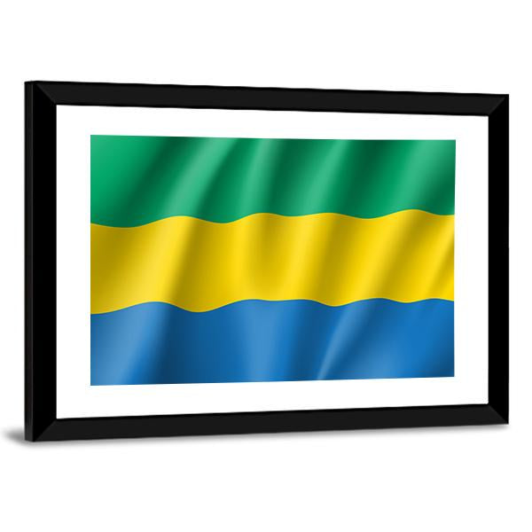 Gabon Flag Canvas Wall Art-3 Horizontal-Gallery Wrap-25" x 16"-Tiaracle