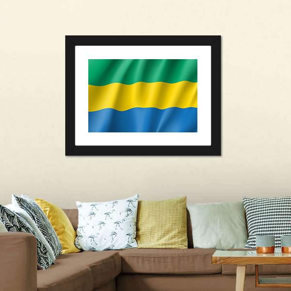 Gabon Flag Canvas Wall Art-3 Horizontal-Gallery Wrap-25" x 16"-Tiaracle