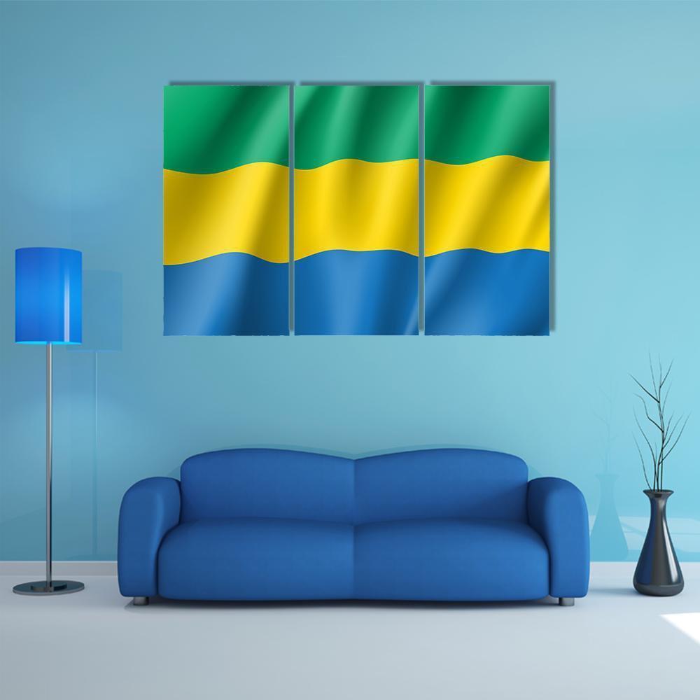 Gabon Flag Canvas Wall Art-3 Horizontal-Gallery Wrap-37" x 24"-Tiaracle