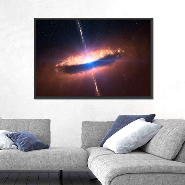 Galaxy System With Bright Optical Centre Element Canvas Wall Art-1 Piece-Floating Frame-24" x 16"-Tiaracle