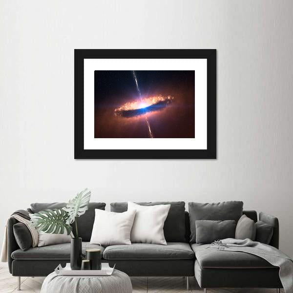 Galaxy System With Bright Optical Centre Element Canvas Wall Art-1 Piece-Framed Print-20" x 16"-Tiaracle