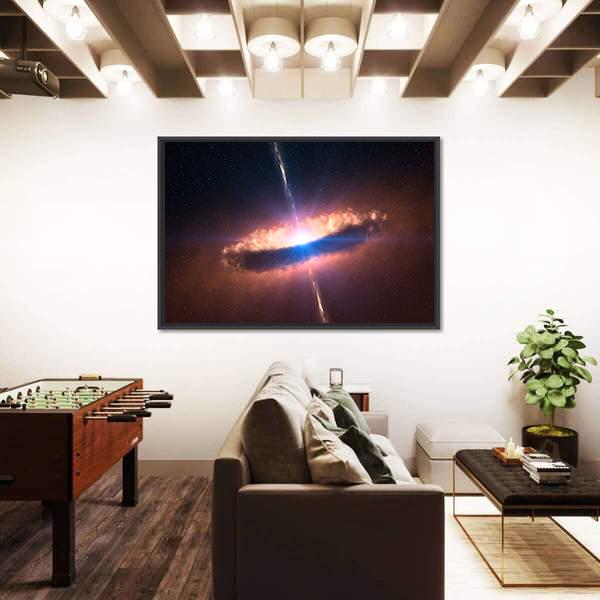 Galaxy System With Bright Optical Centre Element Canvas Wall Art-3 Horizontal-Gallery Wrap-25" x 16"-Tiaracle