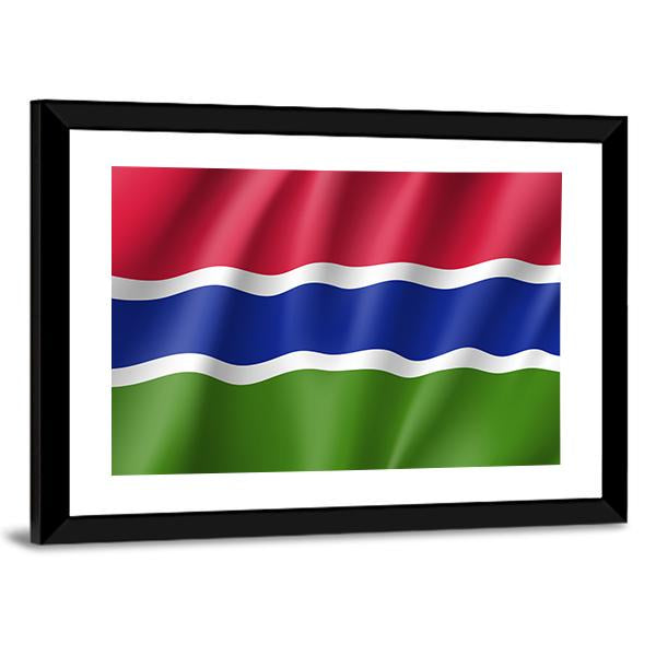 Gambia Flag Canvas Wall Art-3 Horizontal-Gallery Wrap-25" x 16"-Tiaracle