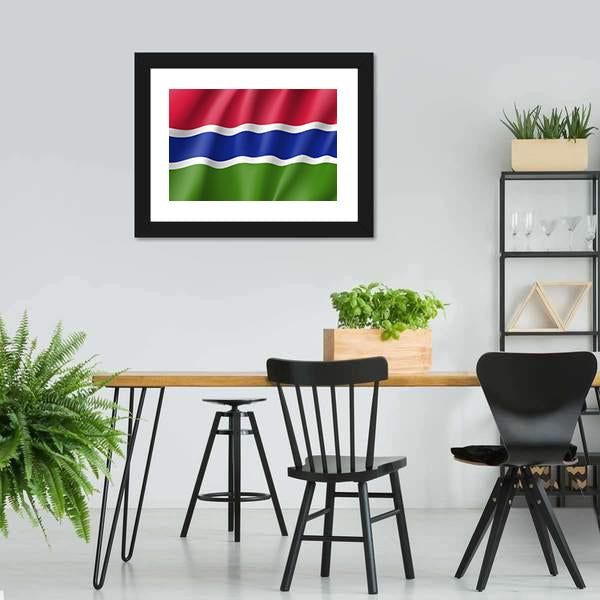 Gambia Flag Canvas Wall Art-3 Horizontal-Gallery Wrap-25" x 16"-Tiaracle