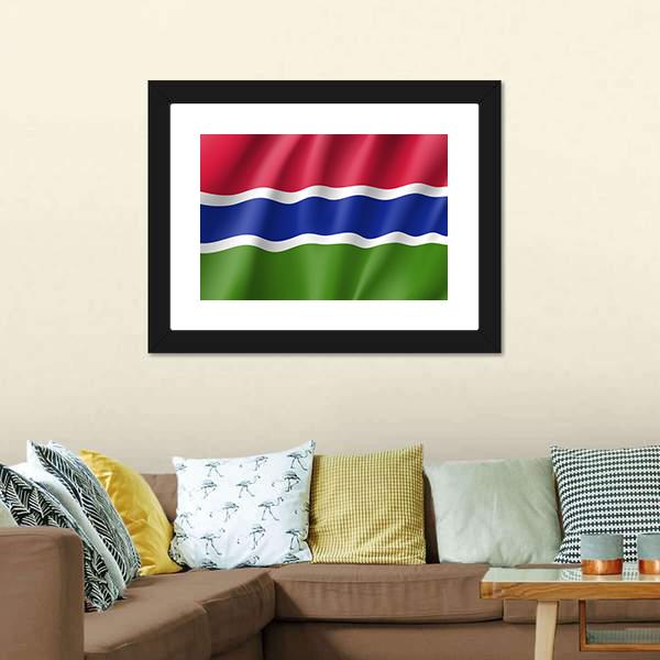 Gambia Flag Canvas Wall Art-3 Horizontal-Gallery Wrap-25" x 16"-Tiaracle