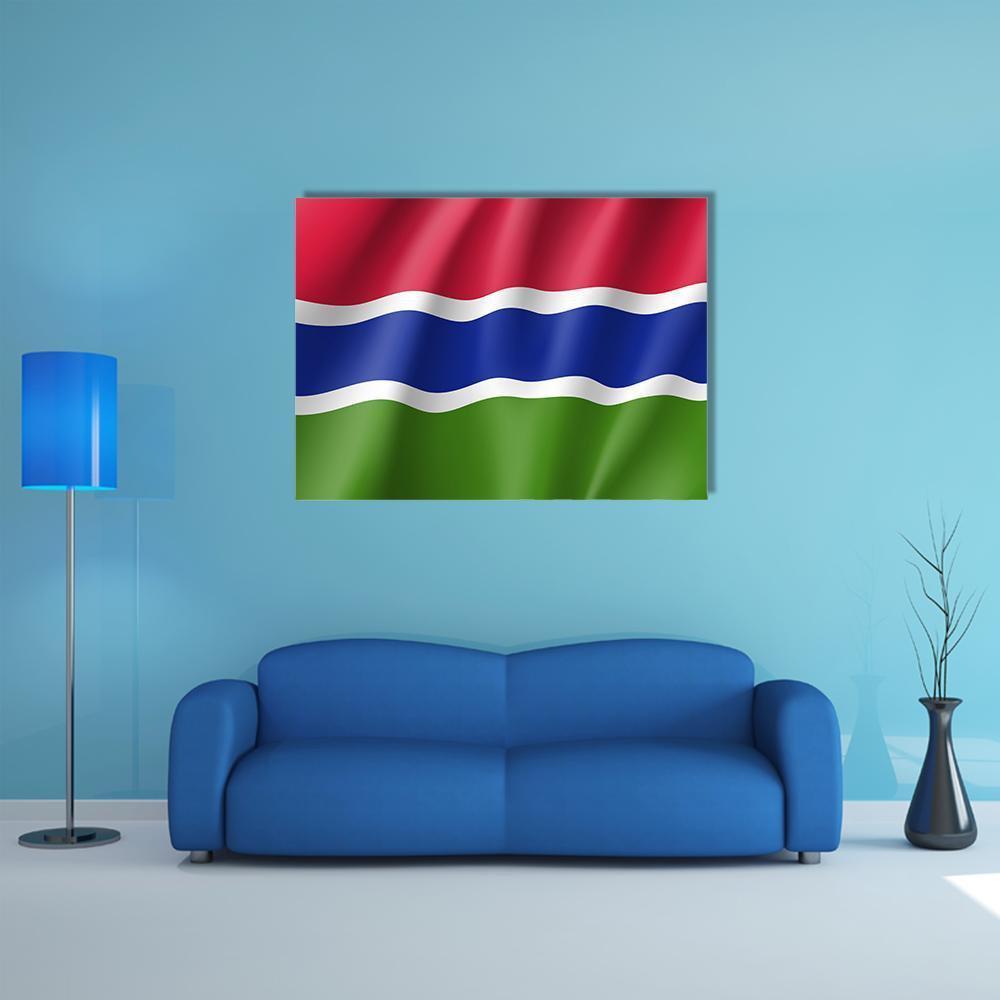 Gambia Flag Canvas Wall Art-1 Piece-Gallery Wrap-48" x 32"-Tiaracle