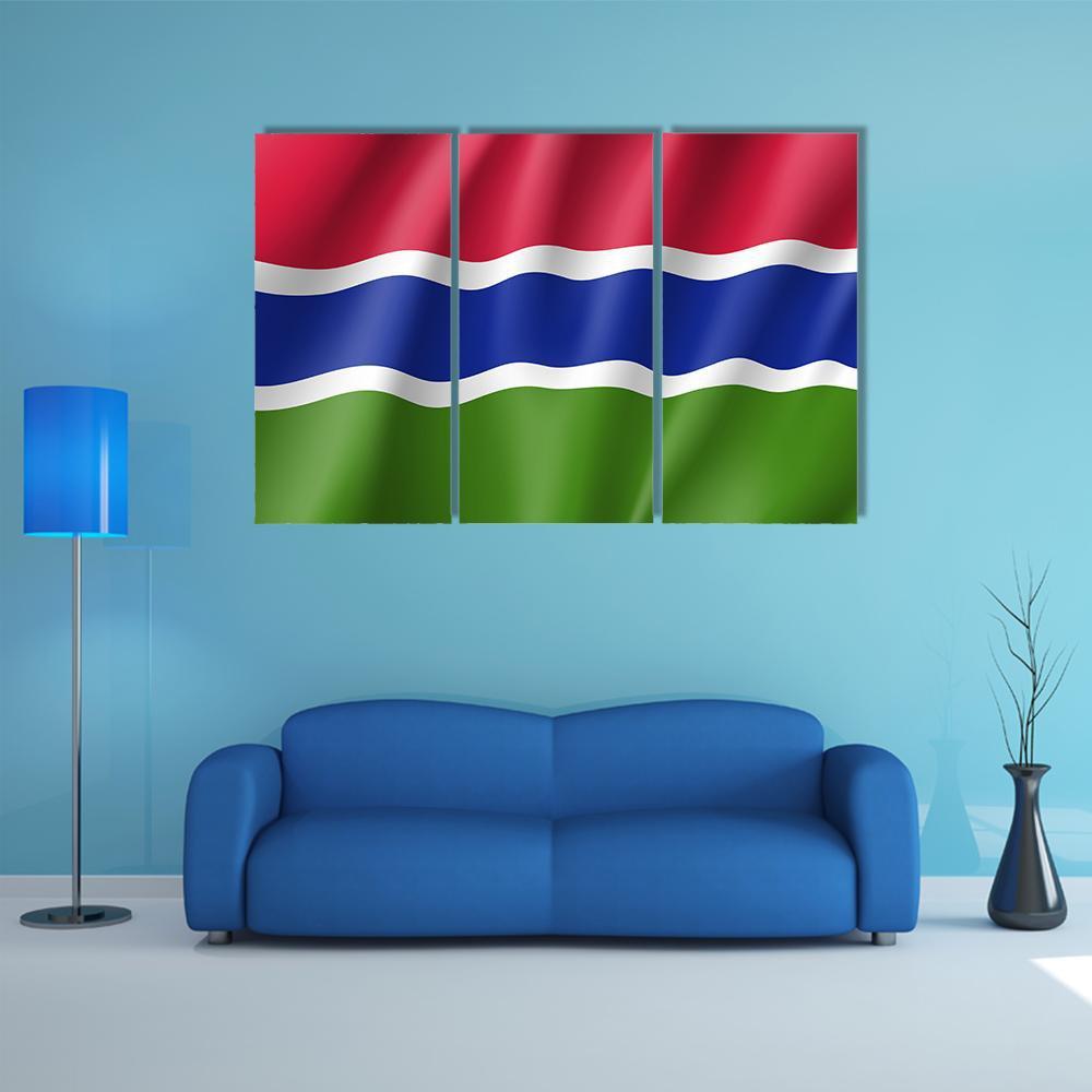 Gambia Flag Canvas Wall Art-3 Horizontal-Gallery Wrap-37" x 24"-Tiaracle