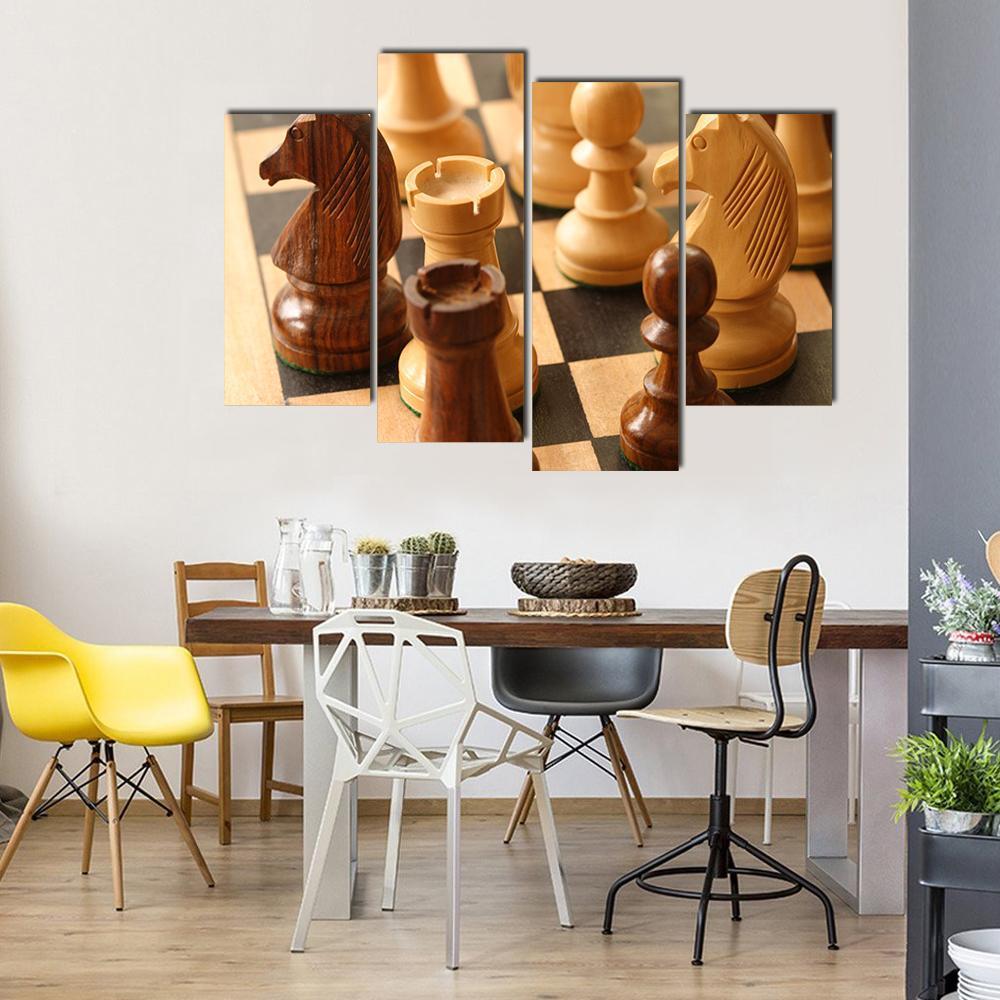 Game Of Chess Canvas Wall Art-4 Pop-Gallery Wrap-50" x 32"-Tiaracle