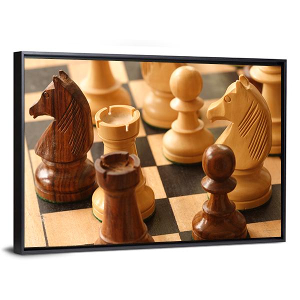 Game Of Chess Canvas Wall Art-3 Horizontal-Gallery Wrap-25" x 16"-Tiaracle