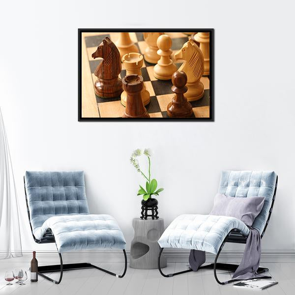 Game Of Chess Canvas Wall Art-3 Horizontal-Gallery Wrap-25" x 16"-Tiaracle