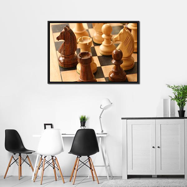 Game Of Chess Canvas Wall Art-3 Horizontal-Gallery Wrap-25" x 16"-Tiaracle