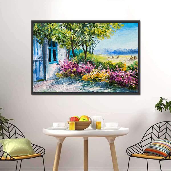 Garden Near The House Canvas Wall Art-3 Horizontal-Gallery Wrap-25" x 16"-Tiaracle