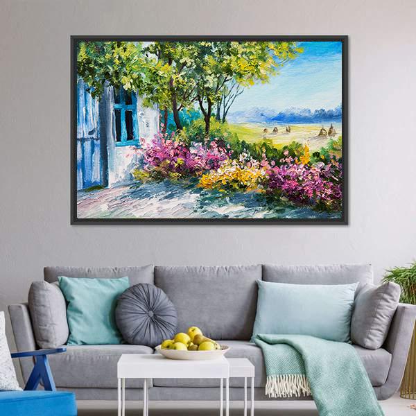 Garden Near The House Canvas Wall Art-3 Horizontal-Gallery Wrap-25" x 16"-Tiaracle