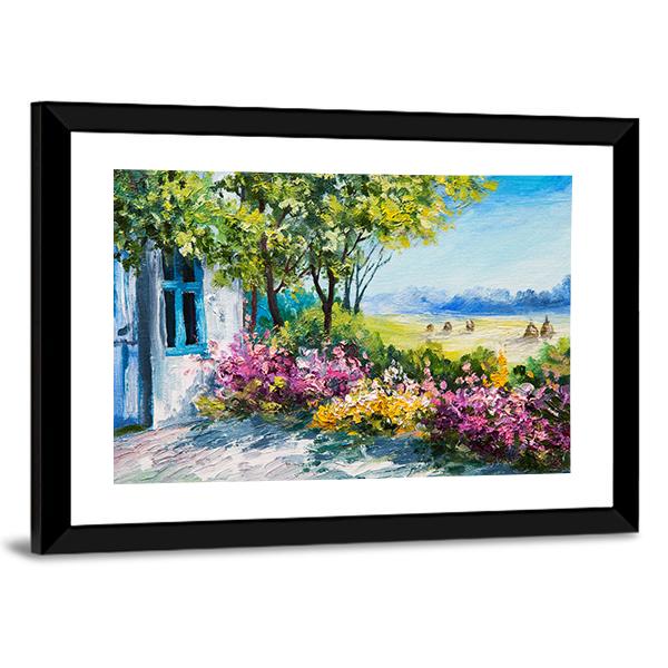 Garden Near The House Canvas Wall Art-3 Horizontal-Gallery Wrap-25" x 16"-Tiaracle