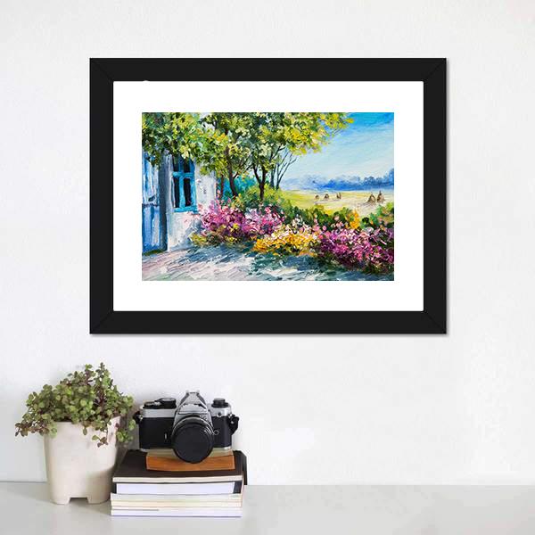 Garden Near The House Canvas Wall Art-1 Piece-Framed Print-20" x 16"-Tiaracle