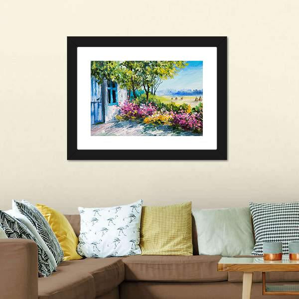 Garden Near The House Canvas Wall Art-3 Horizontal-Gallery Wrap-25" x 16"-Tiaracle