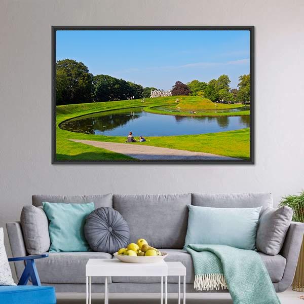 Garden Of The Scottish National Gallery Canvas Wall Art-3 Horizontal-Gallery Wrap-25" x 16"-Tiaracle