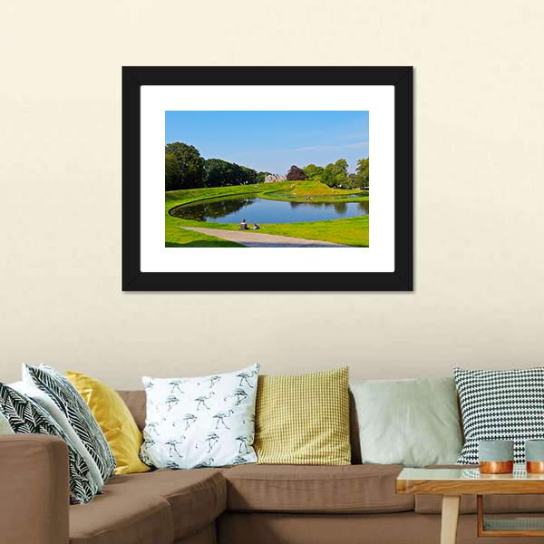Garden Of The Scottish National Gallery Canvas Wall Art-3 Horizontal-Gallery Wrap-25" x 16"-Tiaracle