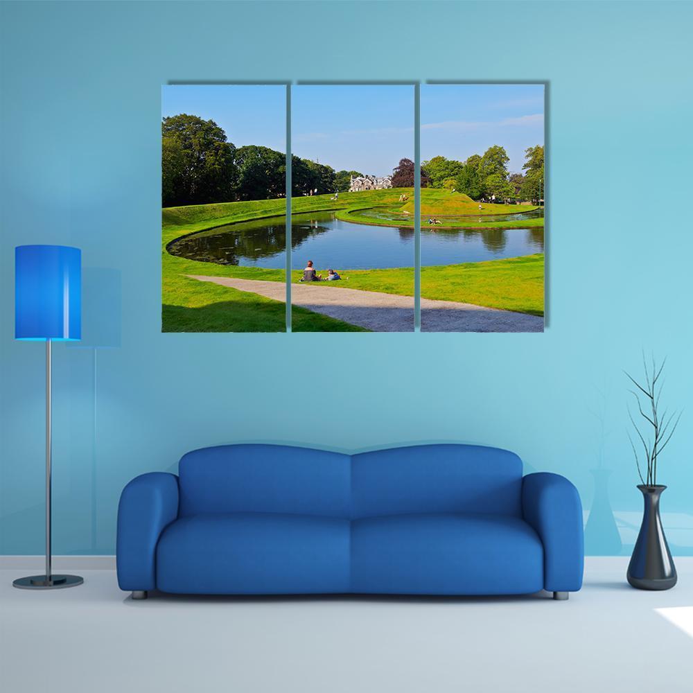 Garden Of The Scottish National Gallery Canvas Wall Art-3 Horizontal-Gallery Wrap-37" x 24"-Tiaracle