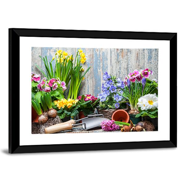 Gardener Planting Spring Flower Canvas Wall Art-3 Horizontal-Gallery Wrap-25" x 16"-Tiaracle