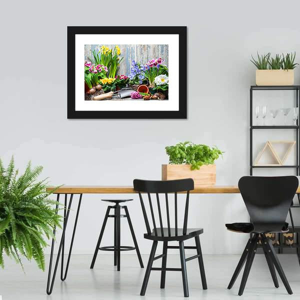 Gardener Planting Spring Flower Canvas Wall Art-3 Horizontal-Gallery Wrap-25" x 16"-Tiaracle