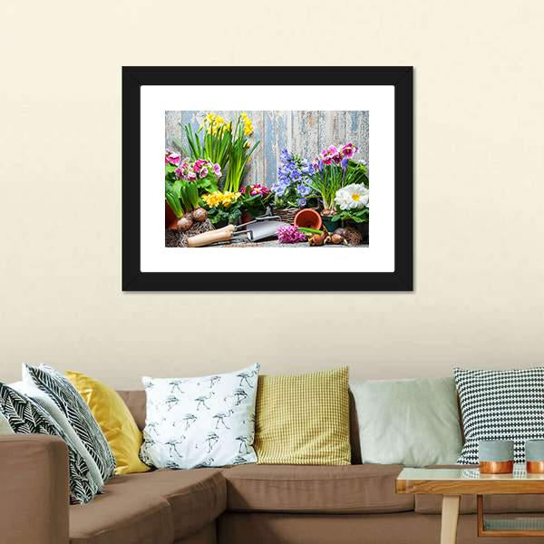 Gardener Planting Spring Flower Canvas Wall Art-3 Horizontal-Gallery Wrap-25" x 16"-Tiaracle