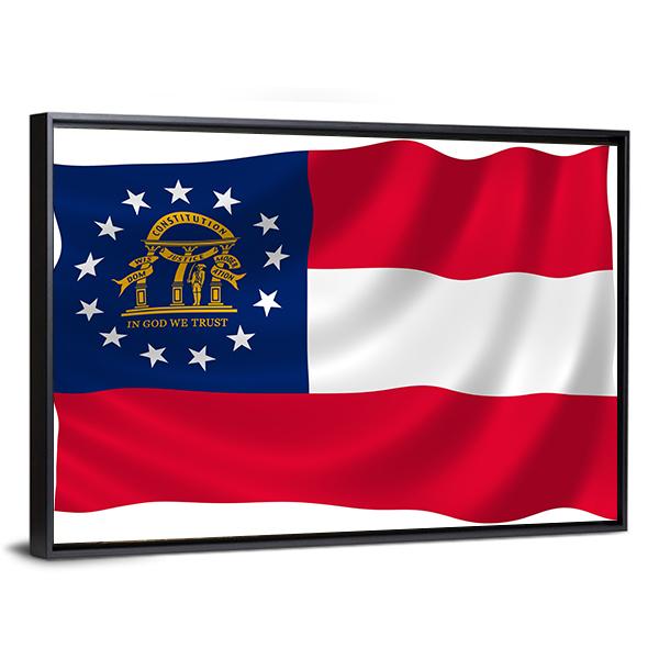 Georgia State Flag Canvas Wall Art-3 Horizontal-Gallery Wrap-25" x 16"-Tiaracle