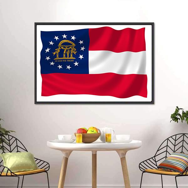 Georgia State Flag Canvas Wall Art-3 Horizontal-Gallery Wrap-25" x 16"-Tiaracle