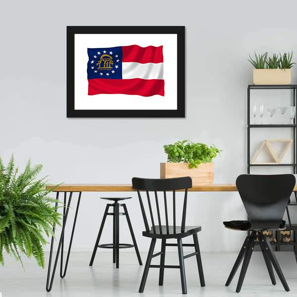 Georgia State Flag Canvas Wall Art-3 Horizontal-Gallery Wrap-25" x 16"-Tiaracle